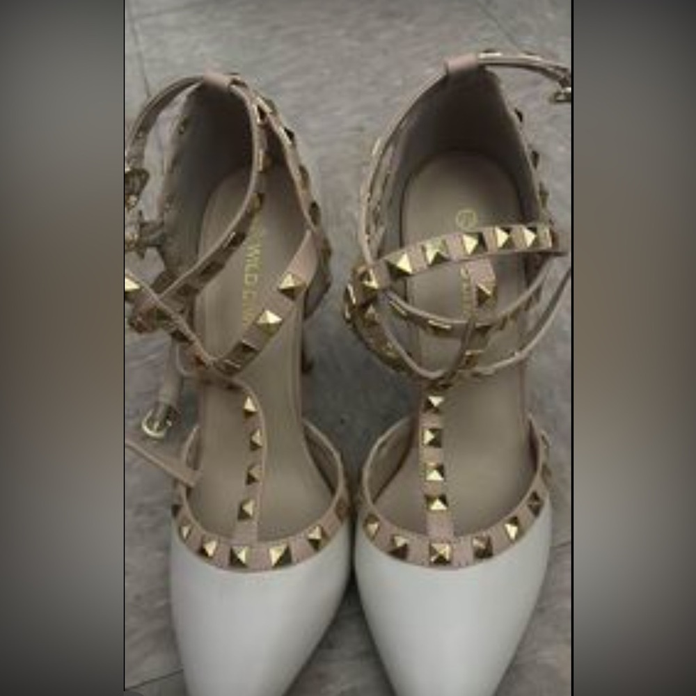 White and gold heels